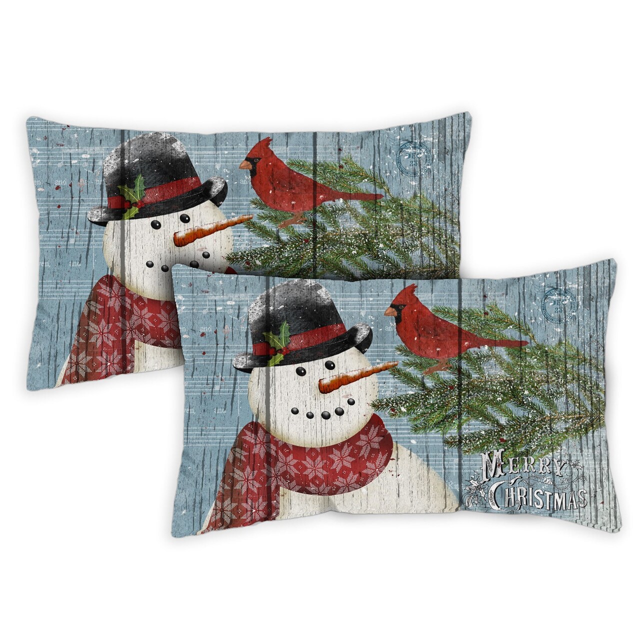 Joy To The World Snowman Decorative Winter Indoor Outdoor Pillow